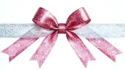 Pink Glitter Bow with Ribbon