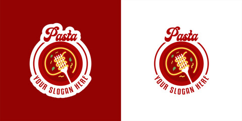 pasta vector logo template spaghetti restaurant fork and noodles