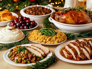 A traditional holiday meal shared with family on New Year's Day, new year's day, tradition holiday meal