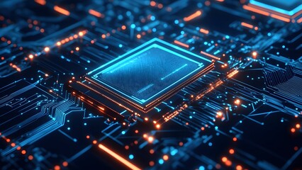Obraz premium Semiconductor chip technology theme background
