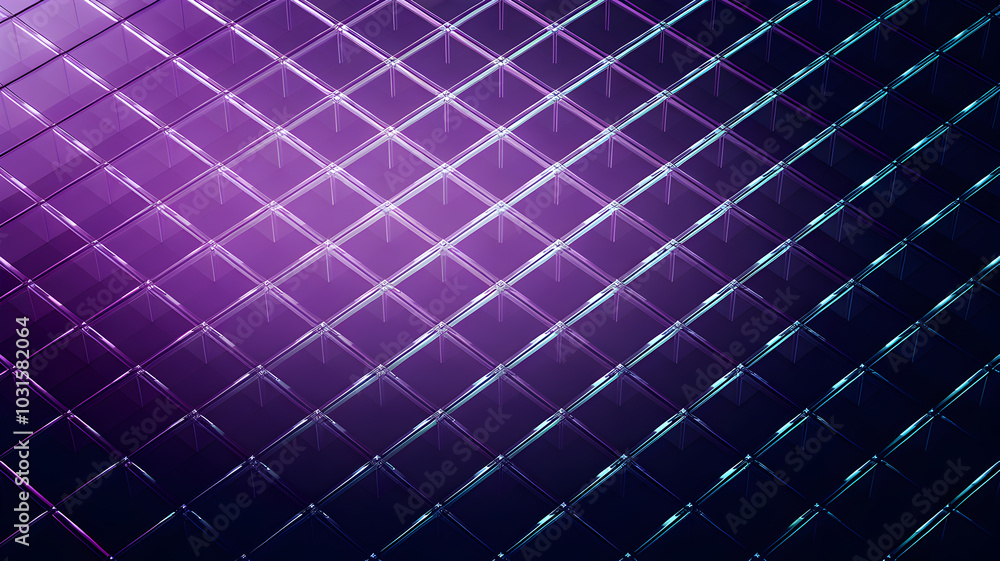 Poster Abstract pattern with purple and blue grid lines on a dark background.