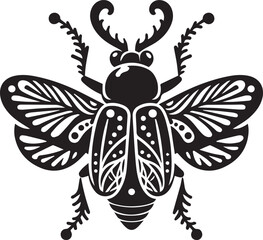 beetle insect tattoo silhouette design vector art illustration