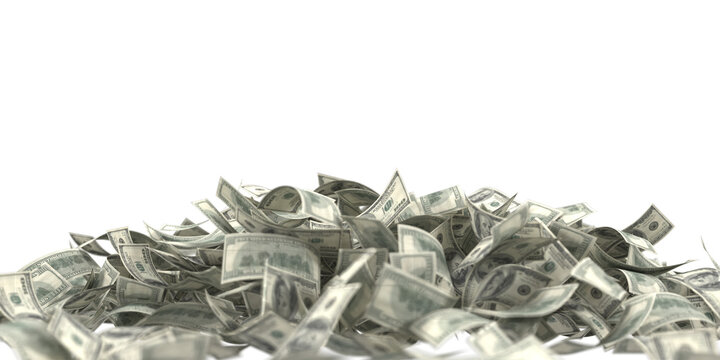 Pile of one hundred US dollar bil transparent image