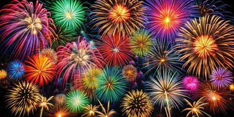 Captivating Spinning Fireworks in Black Background &acirc;&euro;&ldquo; Night Sky Spectacle of Colorful Light Trails, Explosive Patterns, and Vibrant Displays for Stunning Visual Experiences