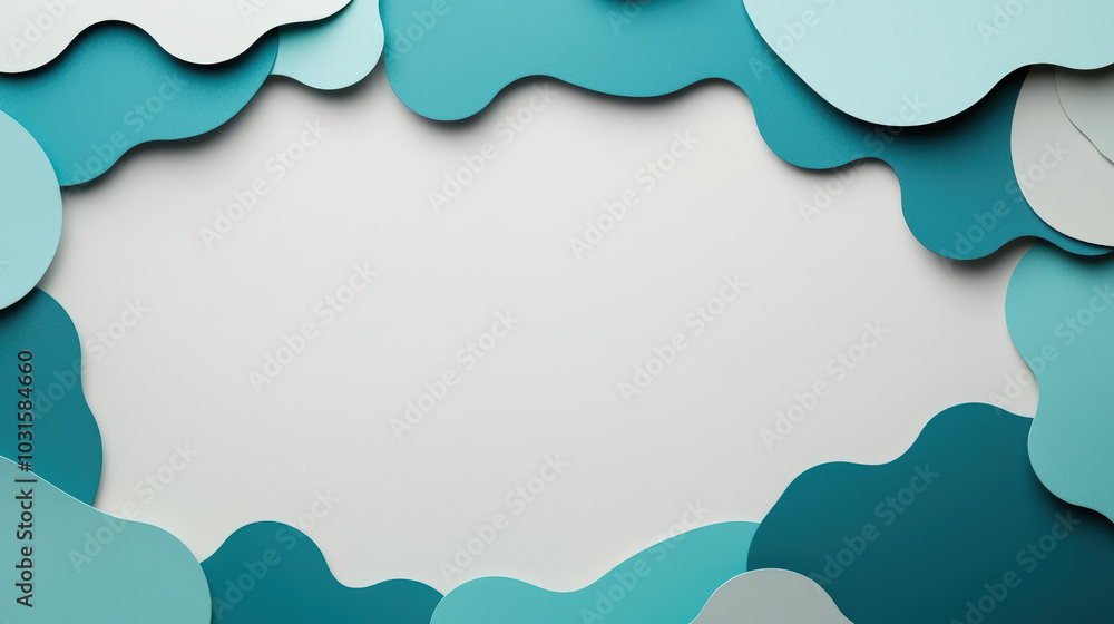Aufkleber modern abstract background with blue and teal paper shapes creating layered effect. this design evok