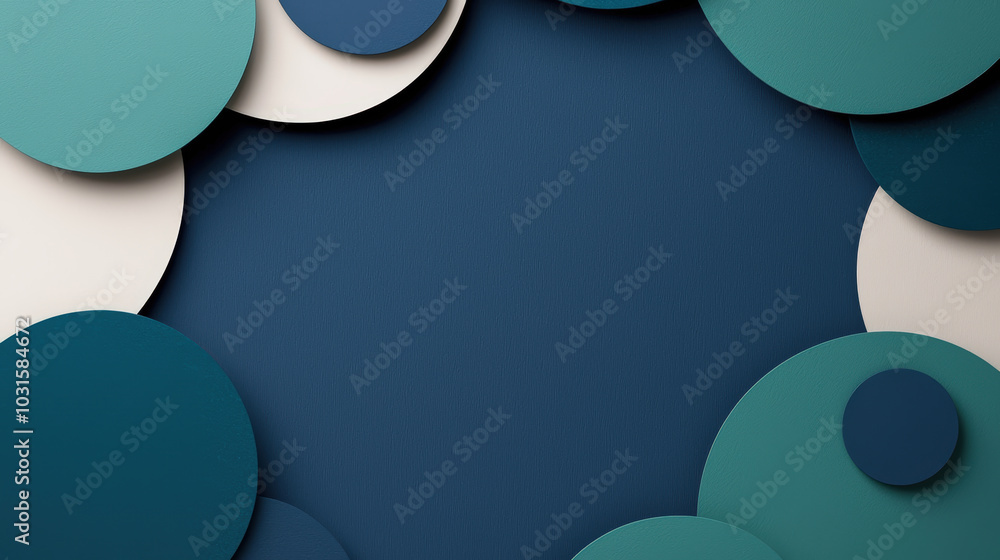 Aufkleber modern abstract background with blue and teal paper circles creating visually appealing design. laye