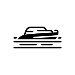Black solid icon for yacht