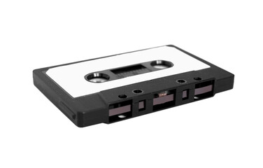 magnetic tape cassette over white