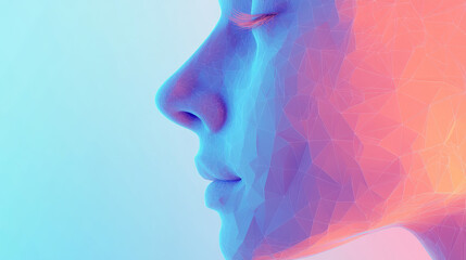 This design shows a simple, geometric style image of a nose. It's for a banner promoting a pharmacy that sells cold and allergy medicine, specifically nasal sprays.low poly wireframe.