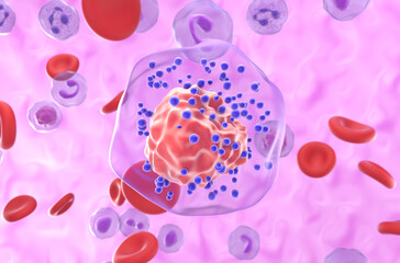 Triple-negative breast cancer (TNBC) - closeup view 3d illustration
