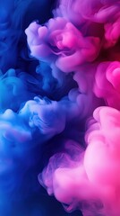 Fototapeta premium Colorful smoke swirl in blue and pink. Perfect for backgrounds, abstract art, and creative projects. Captivating and vibrant.