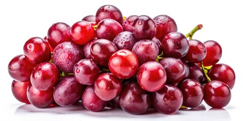 Fototapeta premium Closeup of Juicy Red Grapes Isolated on White Background - Fresh, Organic, Healthy Snack, Natural Produce, High-Quality Fruit Photography for Food Blogs and Culinary Use