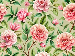 Seamless Pattern of Delicate Pink Flowers for Elegant Backgrounds and Textile Designs