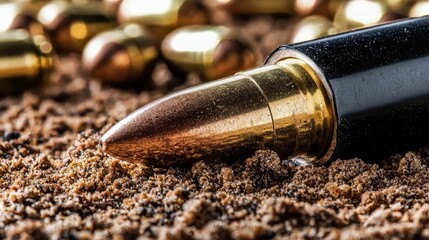 Close Up of Bullet on Ground  Crime Scene  Forensic Evidence  Weapon  Ammo  Danger