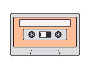 Cassette tape Old audio music cassette Tape records of 80s and 90s Retro cassette Isolated plastic musical device Old-fashioned mixtape of tunes and songs Multimedia tool with copy space Vector