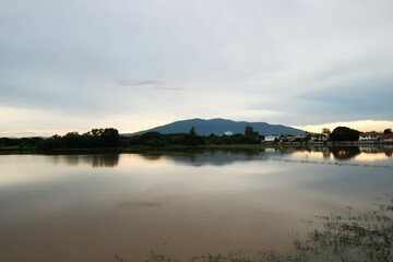 sunset or sunrise ,mountain and sky