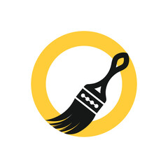 Creative Paint Brush Logo Design for Painting Services and Home Improvement, Ideal for Branding and Promotion, Professional Vector Logo for Home Renovation and Decorative Painting Solutions.