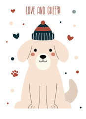 Winter Dog Vector Illustration for Holiday Cards, Social Media, and Merchandise