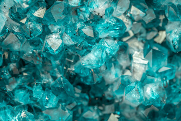 Aquamarine crystal mineral stone. Gems. Mineral crystals in the natural environment. Texture of precious and semiprecious stones. shiny surface of precious stone