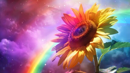Vibrant Sunflower in Colorful Background