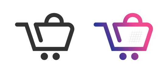 Shopping Cart Logo with Bag and Delivery Icon for Online Shopping - Vector Design Featuring a Gradient Effect, Perfect for E-commerce and Delivery Services Branding.