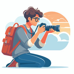 a cameraman is taking photo vector