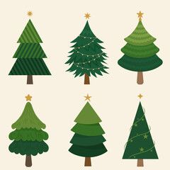 Flat design for Christmas tree collection. Vector illustration