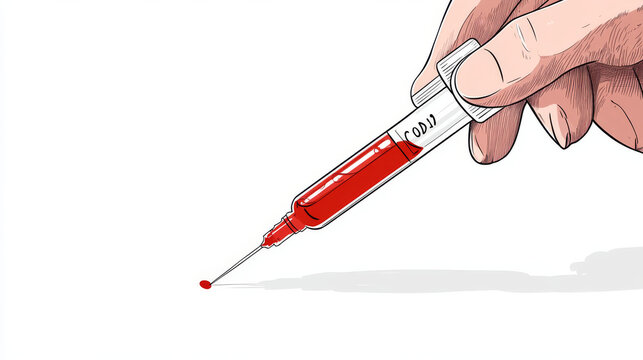 red syringe with blood, hand holding clip art preview