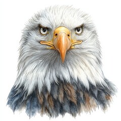 Fototapeta premium Watercolor Bald Eagle Portrait American Wildlife Illustration