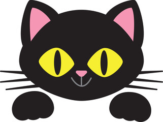 黒猫の顔と前足