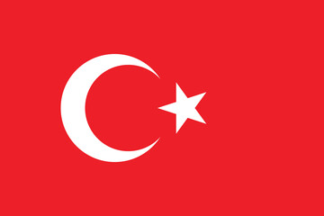 Normal flag of the European country of TURKEY with original aspect ratio