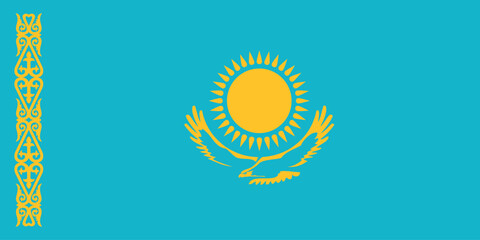 Normal flag of the Asian country of KAZAKHSTAN with original aspect ratio