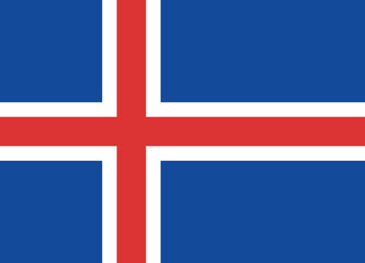 Normal flag of the European country of ICELAND with original aspect ratio
