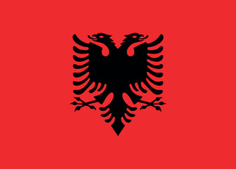 Normal flag of the European country of ALBANIA with original aspect ratio