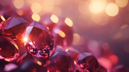 collection of garnet stones softly glowing. luxury background concept