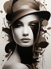 Stylish Fashion Model Portrait with Black and White Accents - Luxury Palette