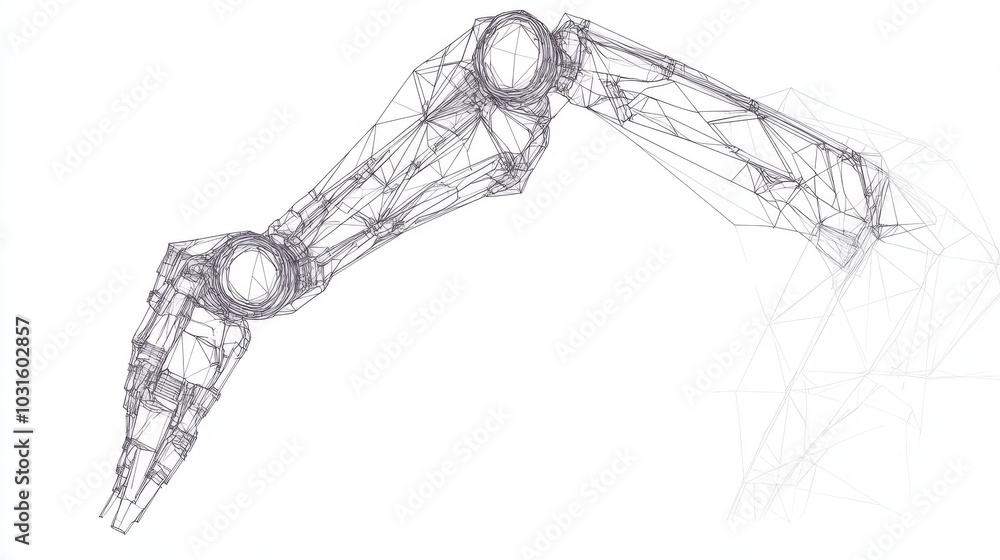 Poster this is a simple drawing of a robot arm, made with triangles.it shows how robots are used in making 