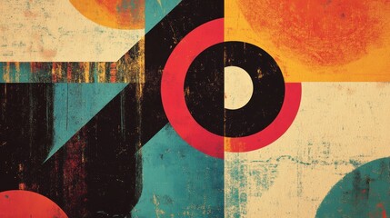 Abstract geometric art with textured background.