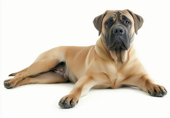Obraz premium Mastiff Isolated on White Background : English mastiff Dog - Large Mammal Pet Portrait