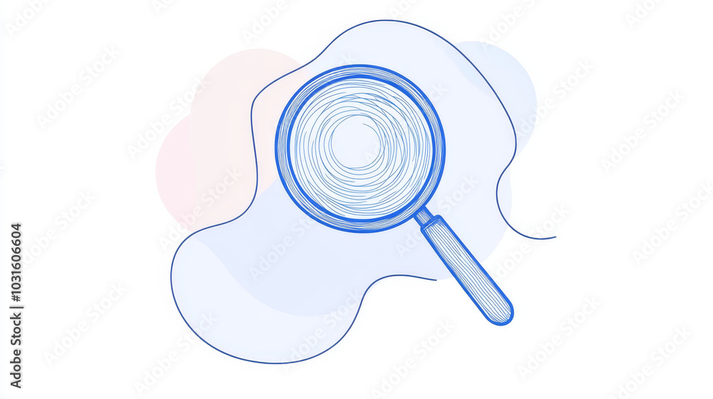 Poster a simple, continuous line drawing of a magnifying glass represents searching the web for data. this 