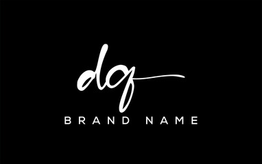DQ letter beauty handwriting vector logo.