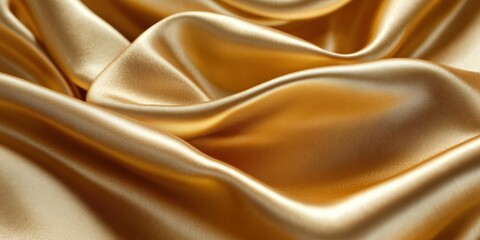 Fototapeta premium Smooth golden fabric folds and curves.