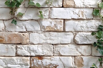 A clean, whitewashed brick wall with minimal cracks, perfect for modern and minimalist settings.


