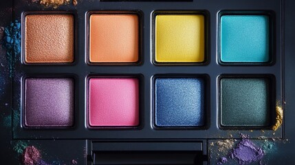 Fototapeta premium New matte eyeshadow palette with colorful shades