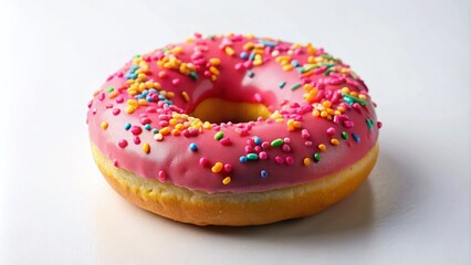 Silhouette of a Pink Donut with Sprinkles on White Background for Sweet Treat Stock Photography
