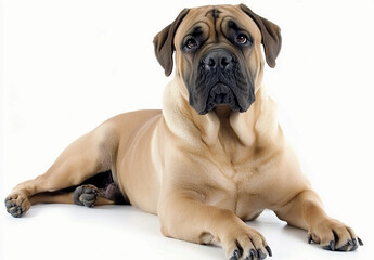 Obraz premium Mastiff Isolated on White Background : English mastiff Dog - Large Mammal Pet Portrait