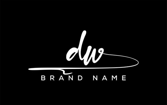 DW letter beauty handwriting vector logo.
