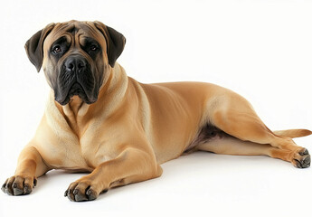 Obraz premium Mastiff Isolated on White Background : English mastiff Dog - Large Mammal Pet Portrait