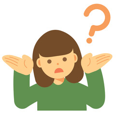 考える、疑問に思う、わからない女性のイラスト