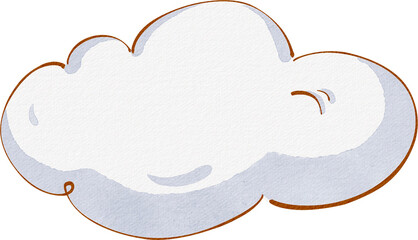 A fluffy white cloud floats peacefully, hand-drawn watercolor painting illustration